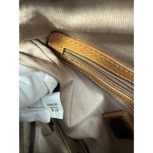 Frye Tan Leather & Canvas Mini Satchel Handbag With Double Handles & Zipper Clos - Picture 12 of 16